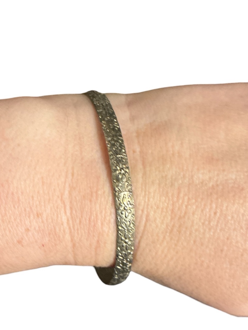 Vintage Silver Floral Bangle Bracelet